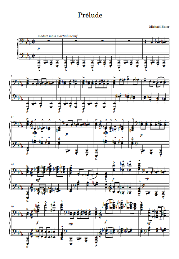Prélude pour piano de Michale Baier